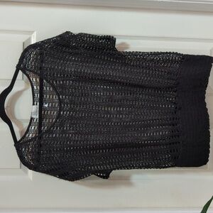 Caren Sport Women's Black Open Knit Top Size L/XL